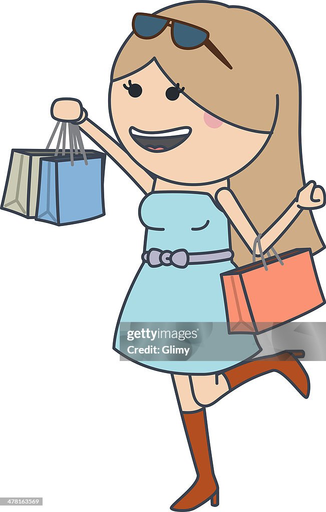 A woman with shopping bags