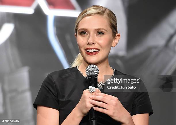 Elizabeth Olsen attends the premiere event for 'Avengers: Age of Ultron' at Roppongi Hills on June 23, 2015 in Tokyo, Japan.