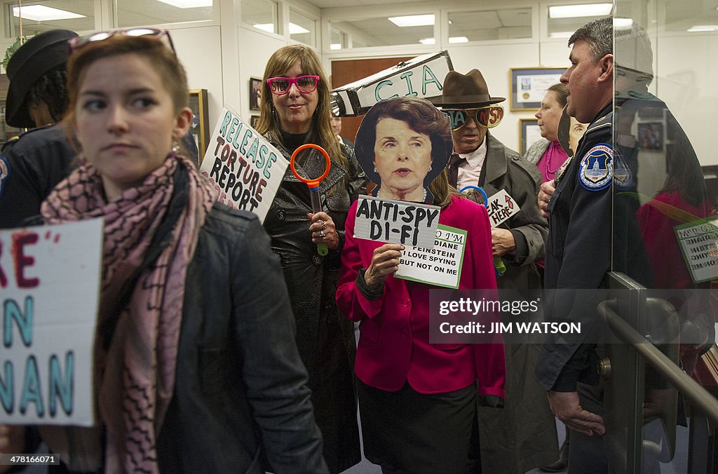 US-POLITICS-SPYING-CODE PINK-FEINSTEIN