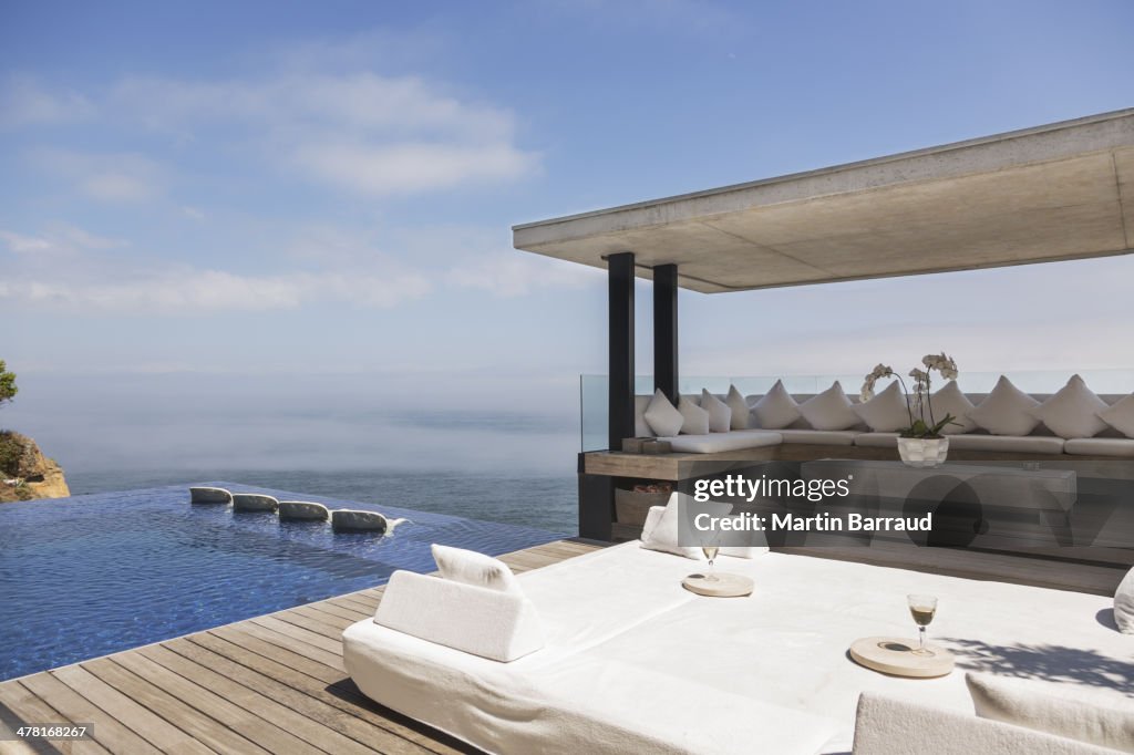 Cabana and infinity pool overlooking ocean