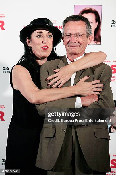 Rossy de Palma and Patrice Leconte attend 'No Molestar' photocall on June 12, 2015 in Madrid, Spain.