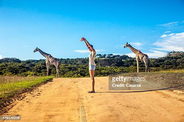 giraffe - tourist africa stock pictures, royalty-free photos & images