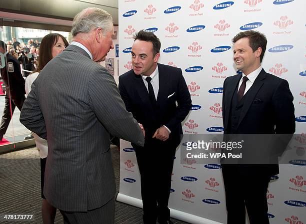Anthony McPartlin and Declan Donnelly aka Ant and Dec meet Prince Charles, Prince of Wales at the Prince's Trust & Samsung Celebrate Success awards...