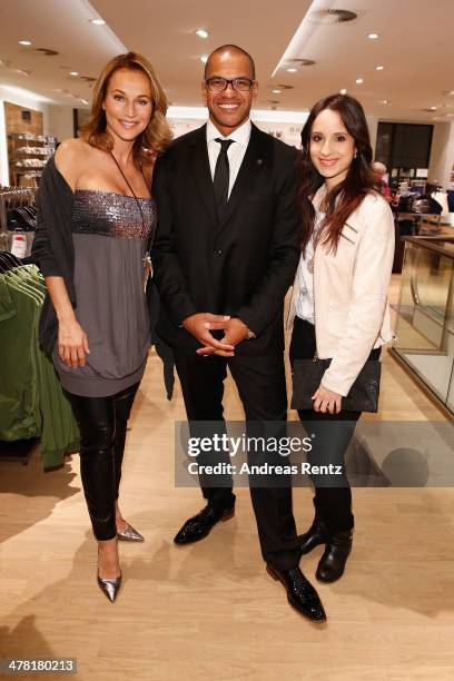 Caroline Beil, Pierre Geisensetter and Stephanie Stumph attend the Pohland store opening on March 12, 2014 in Dortmund, Germany.