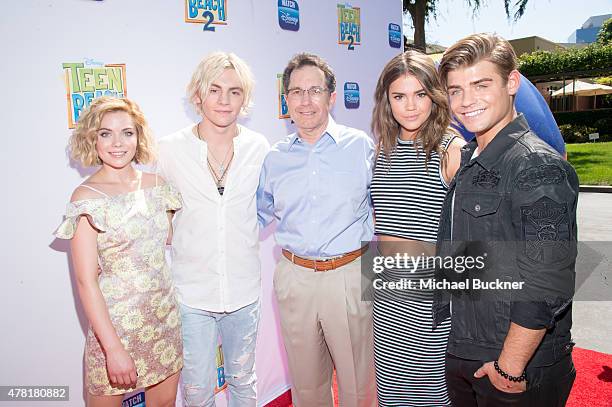 Actors Grace Phipps, Ross Lynch, Gary Marsh, President and Chief Creative Officer for Disney Channels Worldwide, Maia Mitchell and Garrett Clayton...