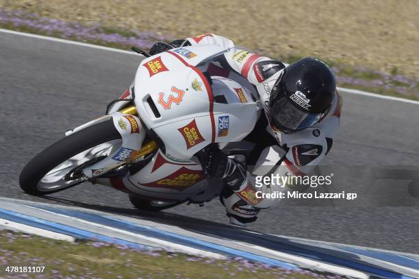Matteo Ferrari of Italy and San Carlo Team Italia rounds the bend during the Moto2 and Moto3 Tests in Jerez - Day Two at Circuito de Jerez on March...