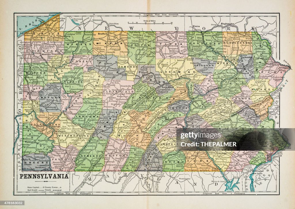 Map of Pennsylvania 1883