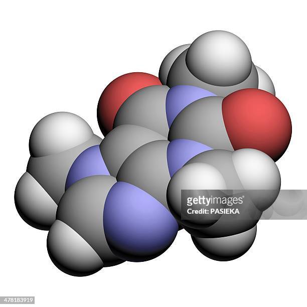 caffeine drug molecule - periodic table of the elements stock illustrations
