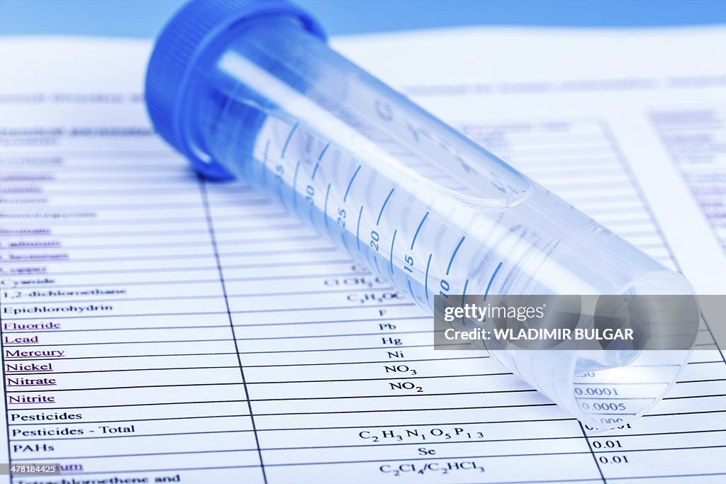 Water sample for testing