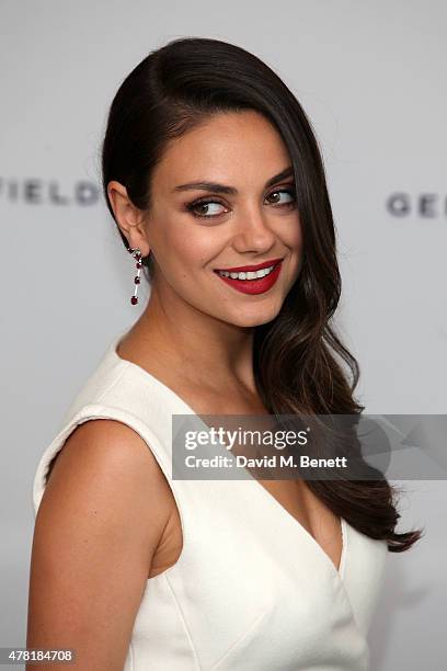 Actress and Gemfields brand ambassador, Mila Kunis, attends a photocall for the launch of Gemfields Mozambican rubies in London at Corinthia Hotel...
