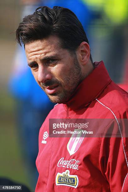 Claudio Pizarro of Peru during a training session at German Becker Stadium on June 23, 2015 in Temuco, Chile. Peru will face Bolivia as part of 2015...