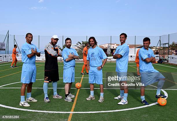 Blue Team poses before the Porto Cervo Summer 2015 - Five-a-side Football Tournament Day One on June 23, 2015 in Porto Cervo, Italy.