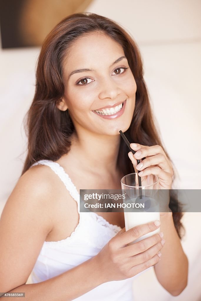 Woman drinking milk