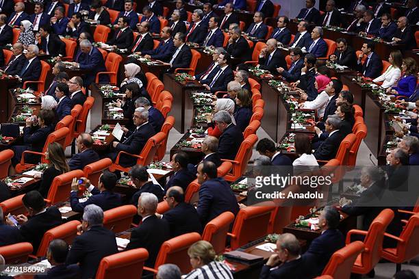 Newly-elected members of Turkish parliament are seen at the Grand National Assembly of Turkey during Turkish parliament's 25th term oath-taking...