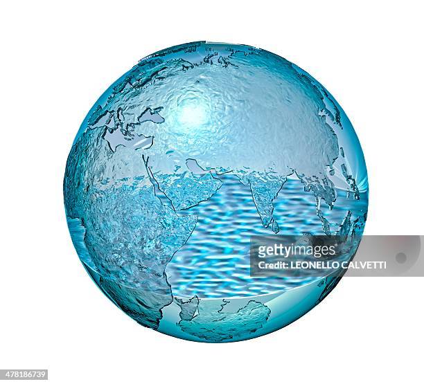 water world, conceptual artwork - water globe stock illustrations