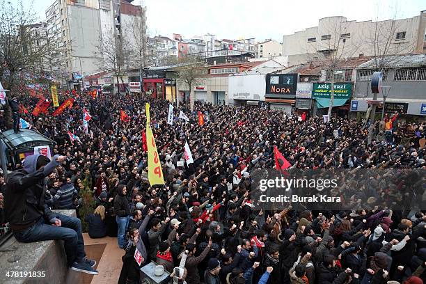 Riot police uses water cannons against protesters during clashes at the funeral of Berkin Elvan on March 12, 2014 in Istanbul. Riot police fired tear...