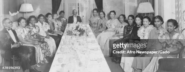 The Beta chapter of the Chi Eta Phi sorority of Freedmen's Hospital Nursing School holds annual banquet for initiates at Frazier Hall, Howard...