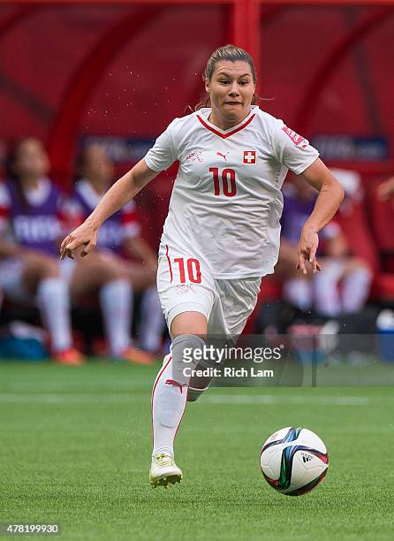 Ramona Bachmann of Switzerland runs with the the ball during the FIFA Women's World Cup Canada 2015 Round of 16 match between Switzerland and Canada...