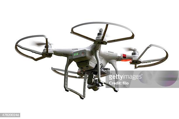 isolated flying phantom drone - toy camera stock pictures, royalty-free photos & images
