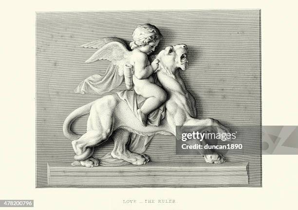 love der azteken-amor hindernisse löwe - dompteur stock-grafiken, -clipart, -cartoons und -symbole