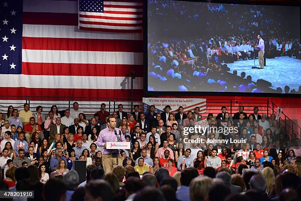 George P. Bush introduces his father, former Florida Governor Jeb Bush, as he announces his plan to seek the 2016 Republican presidential nomination...