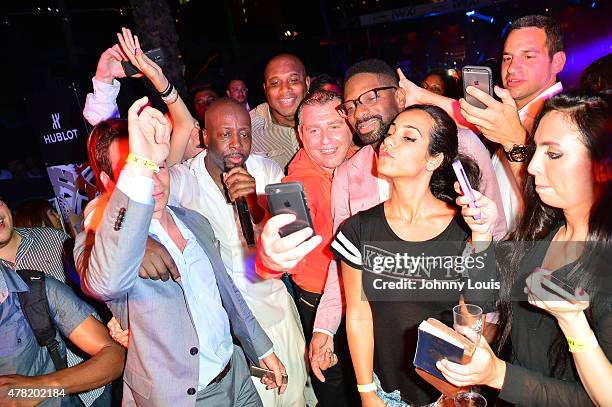 Wyclef Jean and DJ Irie on stage at the VIP Kick-Off Concert during the 11th Annual Irie Weekend at Kimpton Surfcomber Hotel on June 18, 2015 in...