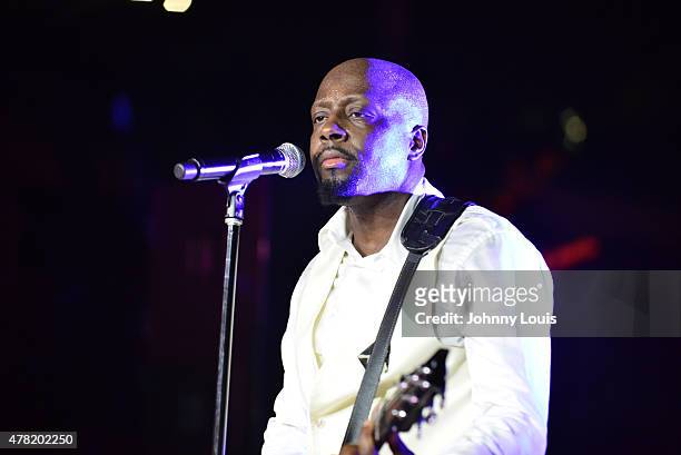 Wyclef Jean performs at the VIP Kick-Off Concert during the 11th Annual Irie Weekend at Kimpton Surfcomber Hotel on June 18, 2015 in Miami Beach,...