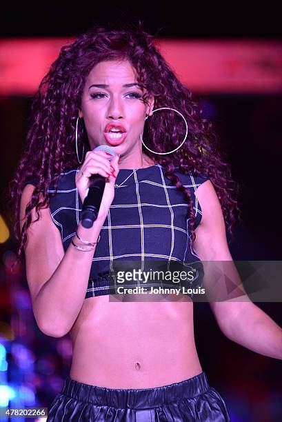 Natalie La Rose performs at the VIP Kick-Off Concert during the 11th Annual Irie Weekend at Kimpton Surfcomber Hotel on June 18, 2015 in Miami Beach,...