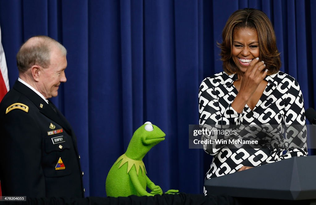 The First Lady And Joint Chiefs Chairman Dempsey Host Screening Of Muppets Most Wanted