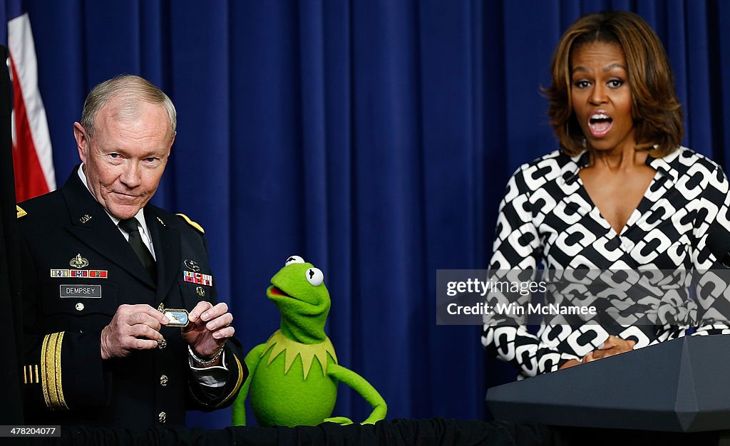 The First Lady And Joint Chiefs Chairman Dempsey Host Screening Of Muppets Most Wanted