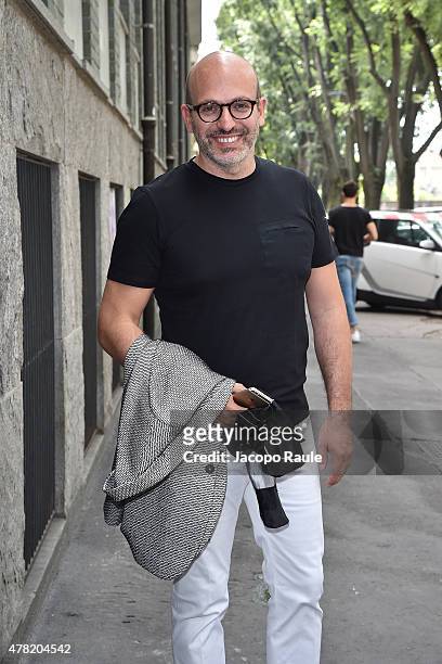 Alessandro Maria Ferreri arrives at the Giorgio Armani show during the Milan Men's Fashion Week Spring/Summer 2016 on June 23, 2015 in Milan, Italy.