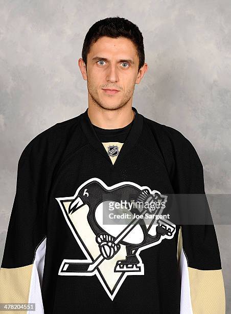 Marcel Goc of the Pittsburgh Penguins poses for his official headshot for the 2013-2014 season prior to the game against the Washington Capitals on...