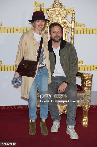 Anne Marivin and her husband Joachim Roncin attend the "Les Minions" Paris premiere at Le Grand Rex on June 23, 2015 in Paris, France.