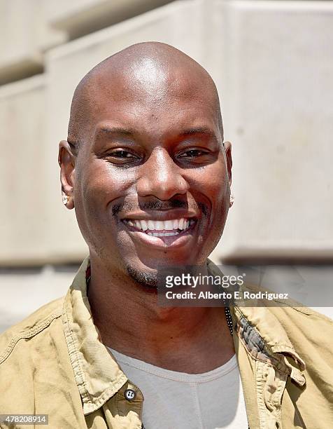 Actor Tyrese Gibson attends the premiere press event for the new Universal Studios Hollywood Ride "Fast & Furious-Supercharged" at Universal Studios...