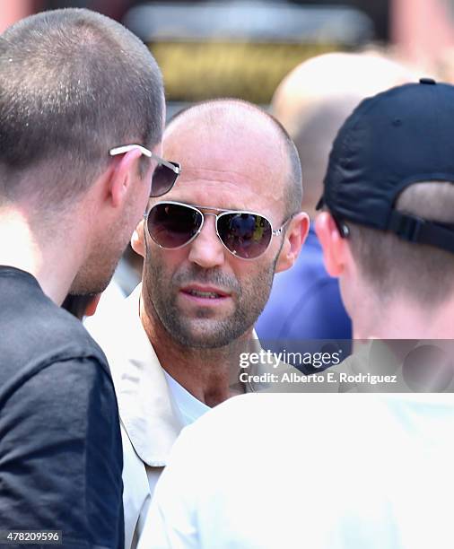 Actor Jason Statham attends the premiere press event for the new Universal Studios Hollywood Ride "Fast & Furious-Supercharged" at Universal Studios...