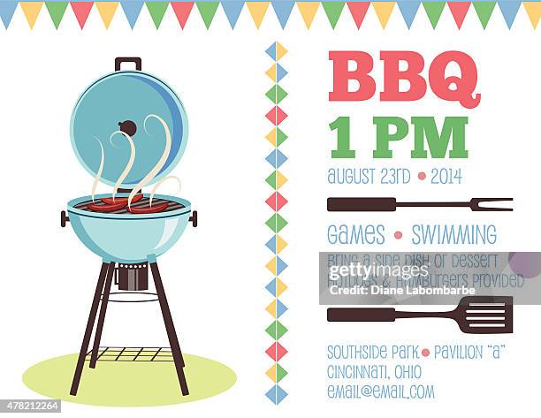 retro bbq invitation template - potluck stock illustrations