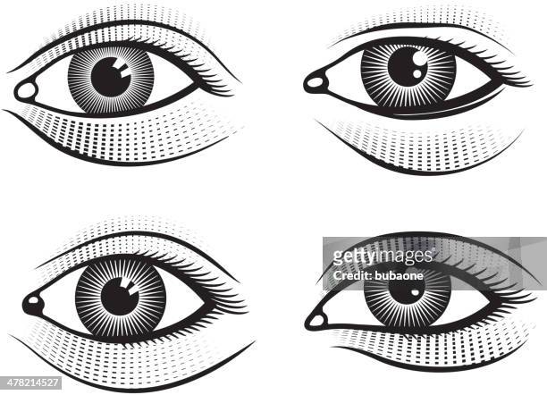 human eyes black & white royalty free vector icon set - slit clothing stock illustrations