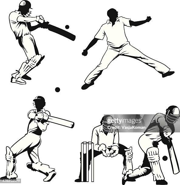spielen cricket-serie - einen baseball schlagen stock-grafiken, -clipart, -cartoons und -symbole
