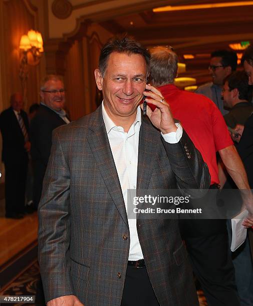 Ken Holland of the Detroit Red Wings leaves the NHL general managers meetings at the Bellagio Las Vegas on June 23, 2015 in Las Vegas, Nevada.