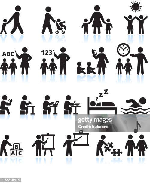 preschool summer camp and child daycare vector icon set - icon collage 幅插畫檔、美工圖案、卡通及圖標