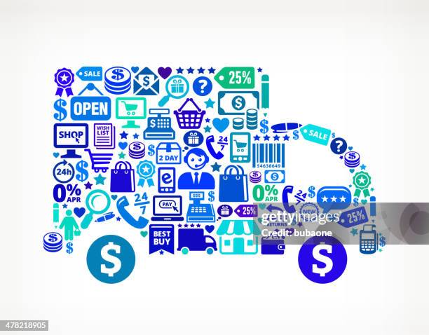 blue delivery truck shopping commerce royalty free vector arts - buy online pick up in store stock illustrations