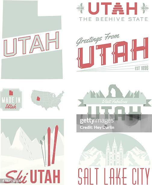 utah typography - delicate arch stock illustrations