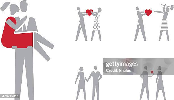 family icons set - amicable divorce stock illustrations