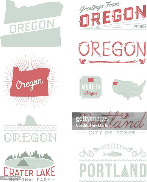 oregon typography - oregon coast stock illustrations