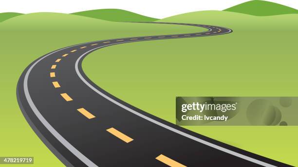 ilustrações de stock, clip art, desenhos animados e ícones de estrada curva - estrada principal