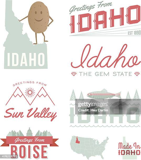 stockillustraties, clipart, cartoons en iconen met idaho typography - boise