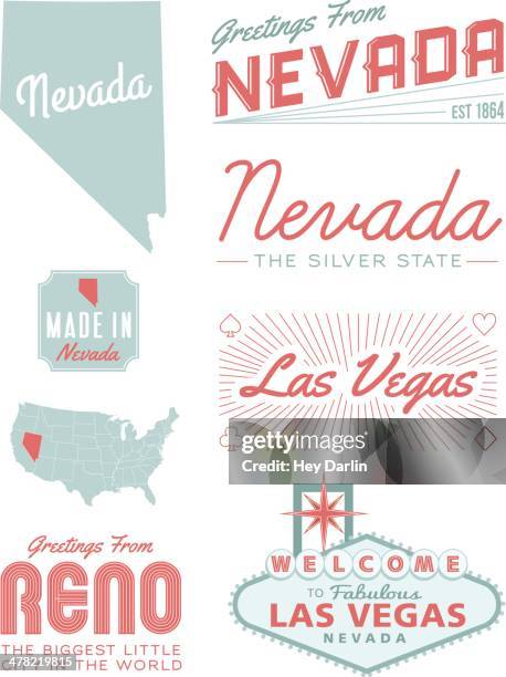 ilustraciones, imágenes clip art, dibujos animados e iconos de stock de nevada la tipografía - las_vegas