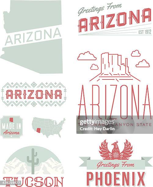 bildbanksillustrationer, clip art samt tecknat material och ikoner med arizona typography - southwest usa