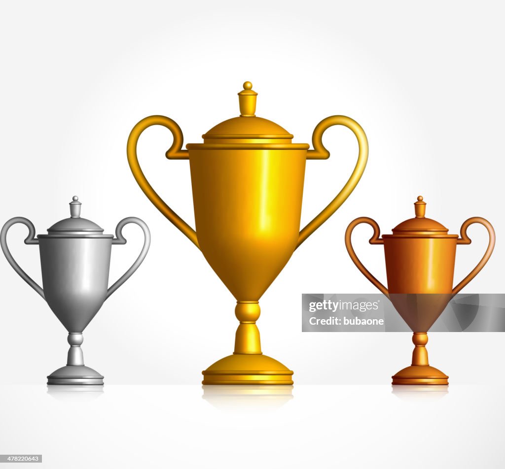 Gold Silver and Bronze Trophies Set