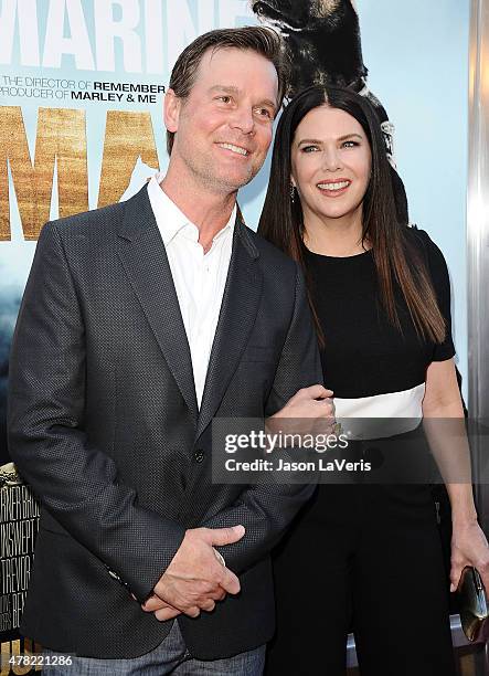Actor Peter Krause and actress Lauren Graham attend the premiere of "MAX" at the Egyptian Theatre on June 23, 2015 in Hollywood, California.